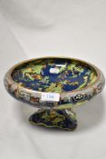 A Royal Winton (Grimwades) chinoiserie pattern pedestal bowl, hand-decorated and highlighted in