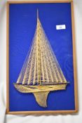 An interesting pond yacht illustrated panel, 45cm x 28cm