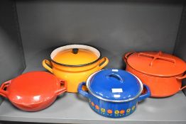 An assorted collection of enamelled and other mid-centurt cooking vessels, to include a Nacco of