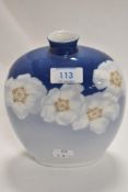 A Royal Copenhagen floral design vase, of flattened ovoid form with short neck, printed and