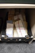 A box full of interesting antique ephemera, including farm and property deeds etc, most dated