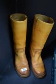A pair of vintage leather boots, having stack heel, size 6 in accordance to labelling, made in