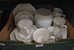 A Johnson Brothers 'Eternal Beau' pattern teaset, to include lidded 'teabag' storage jar
