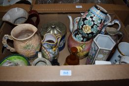 An Arthur Wood Art Deco period jug, moulded with foliate detail, sold along with a selection of