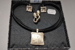 A modern Danon pewter necklace and earring set.