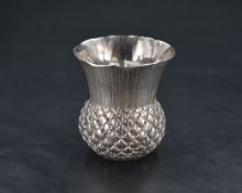 A Scottish Victorian silver thistle-form dram measure, marks for Edinburgh 1884, maker Lewis &