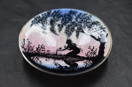 A fine Norwegian 925 grade white metal and enamel pin dish by Marius Hammer, Bergen, of slightly