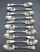 A set of ten George IV silver spoons, fiddle pattern with engraved initials WPE, marks for London