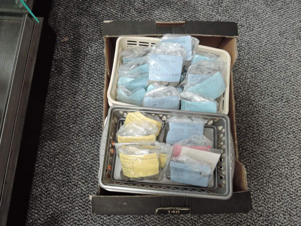 Six plastic trays of GB Coins, Half Pennies up to Half Crowns, no Silver seen, large amount of