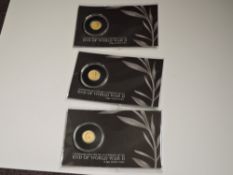 Three Perth Mint 0.5g Gold Coins, 2020 75th Anniversary of the End of World War II all in capsules