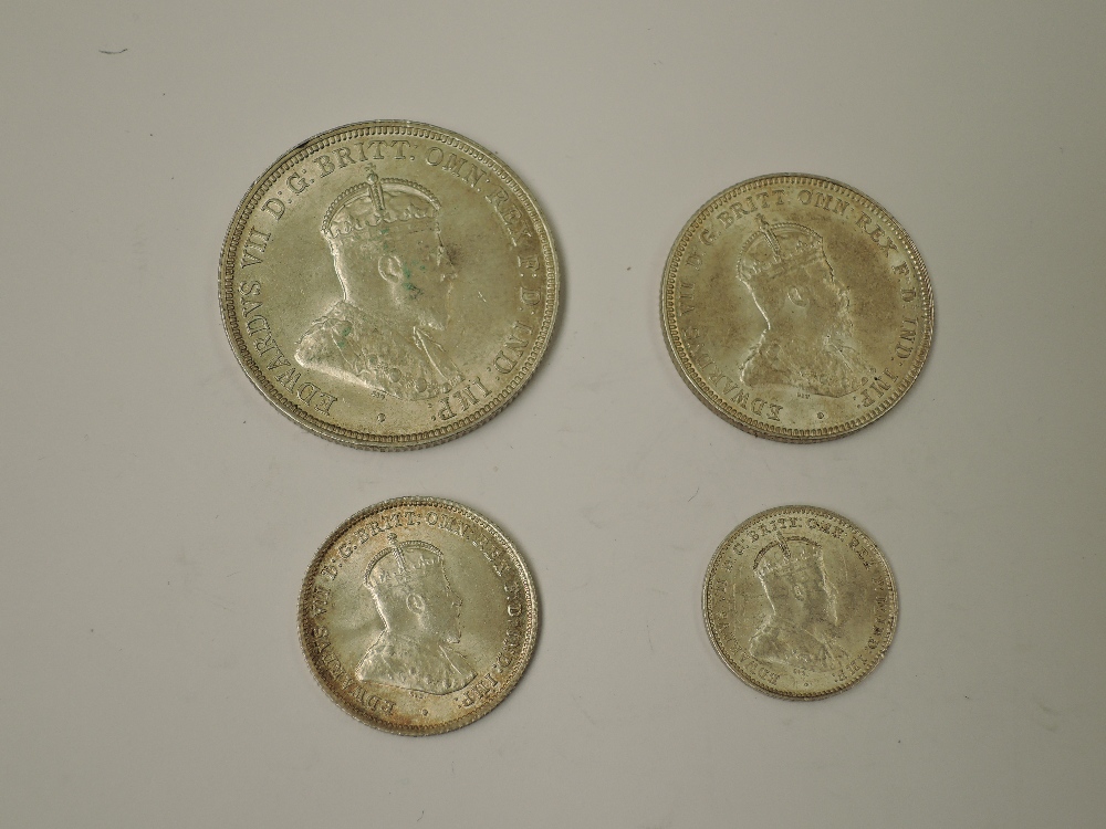 A set of four 1910 Edward VII Australian Silver Coins, Florin, Shilling, Sixpence and Threepence, in - Image 2 of 2