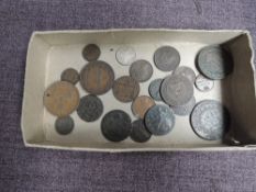 A collection of GB & World Coins and Medallions including 1806, 1834, 1842 & 1858 Farthings,