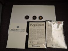 Three 1/20 of an Ounce Gold Coins, Canada Elizabeth II 1996 1 Dollar, Mexico 1992 and Gibraltar