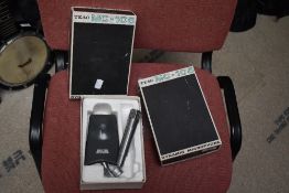Two vintage TEAC MC-105 dynamic microphones, boxed