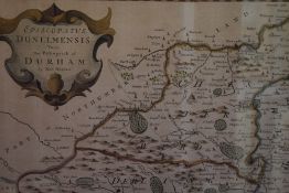 After Robert Morden (c.1650-1703), A hand coloured engraving of 'The Bishopric of Durham' (