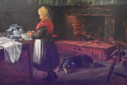 Professor Charles G. Hards (fl.1883-1891) oil on canvas, 19th century interior scene with child