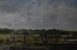 M Johnson (contemporary) watercolour, pasture scene, named verso, within a card mount and moulded