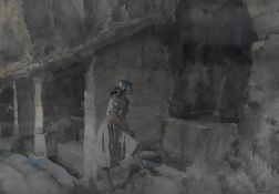 After Sir William Russell Flint RA (British 1880-1969) a coloured print 'The Wishing Well' 27 x
