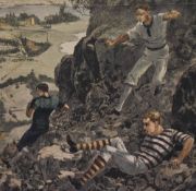 After William Heysham Overend (1851 - 1898) coloured engraving, entitled 'Athletic Sports at