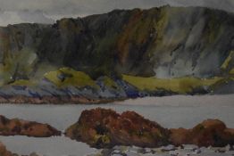 An attractive 20th century Cornish coastal scene watercolour, unsigned, artist unknown, within a