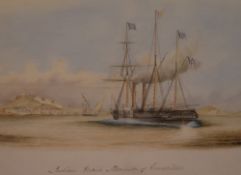 Captain W.C Browne (British act. 1824-1860) watercolour, Indian Mail Steamer off Marseilles,