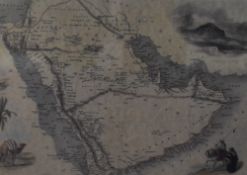 A hand-coloured map of Arabia, drawn and engraved after John Rapkin, vignette illustrations after