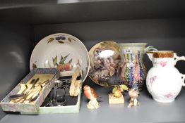 A Royal Worcester 'Evesham' large fruit bowl, a Coalport jug titled 'The Caughley Mask-Head Jug',