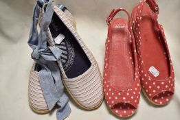 A pair of ladies Topshop wedges size 5 and a pair of ladies Keds size 5 and a half.