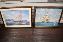 After J Steven Dowes colour print a Clipper in full sail mounted framed and glazed together with a