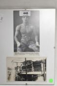 A framed postcard of Randolph Terpin with facsimile signature and a pre match photograph.