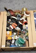 An assortment of items including a barometer, Adderly floral posy and box cut glass mustard pot
