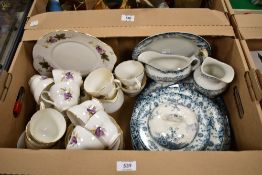A Duchess part tea service with autumnal decoration and a Savoy part dinner service with blue
