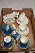 A group of five New Chelsea coffee cans and saucers, together with four Collingwoods cans and