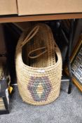 A vintage woven hamper.