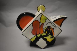 An Art Deco style Lorna Bailey 'Hillside cottage' teapot, signed to underside.