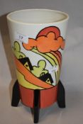 An Art Deco style Old Ellegreabe Pottery 'Somerville' vase, hand painted by Lorna Bailey, signed