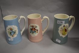 Three mid century tankards, 'Little Nell Miss Nipper and Mr Pickwick' Produced for the Bass-