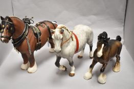 Three Beswick pottery horse studies, comprising; Percheron 2464 (AF) Burnham beauty in working