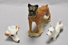 A trio of vintage dog studies, Including English made West Highland terrier with illegible stamp,