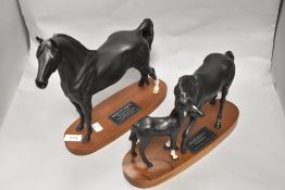 Two connoisseur Beswick pottery studies, Black beauty and foal on plinth and Morgan horse, Taryall
