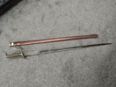 A Royal Artillery Officers Sword 1822 pattern, three bar hilt, made by Guthrie & Valentine, Cork St,