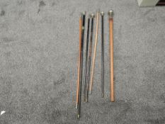 A collection of seven Military Swagger Sticks, all white metal topped including Kings Own, Royal Air