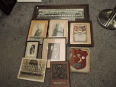 A collection of five framed Military black & white Photographs including Panorama photo of