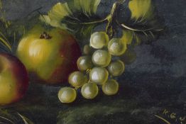 19th/20th Century, oil on board, a pair of Edwardian fruit still life paintings of grapes and