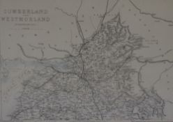 After Edward Weller FRGS (1819-1884), A map of Cumberland and Westmorland, North Sheet, framed,