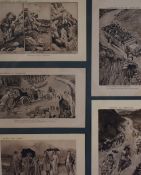 20th Century, two contemporary needleworks depicting an oriental landscape and a desolate tree