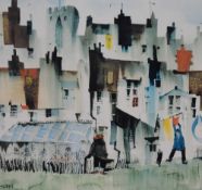 Sue Howells (20th Century, British), print, 'A Woman's Work...', limited edition 172/225, framed,