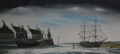 After Ronald Norman Folland (British b.1932) a mid-century coloured estuary scene print, entitled '
