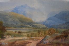 Artist Unknown, 19th Century, watercolour or gouache, An expansive landscape with figures working in