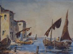 Van Meer, (20th century), an oil painting, Mediterranean sea port, signed, 45 x 60cm, golden oak